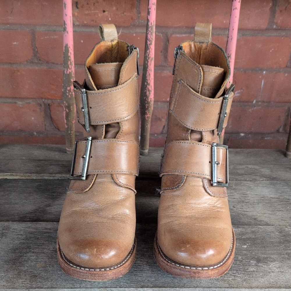 Brown Leather Buckle Boots